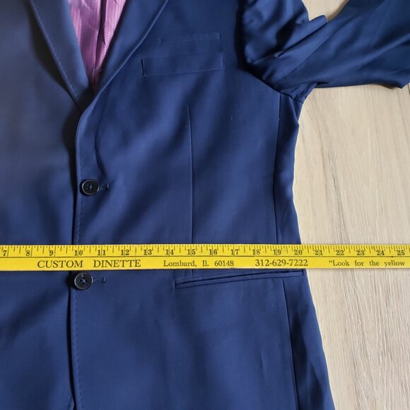 English Laundry 2Pc Suit Men’s 42R 35W Navy Blue 2-Piece Modern Fit Blazer Pants - Picture 8 of 14